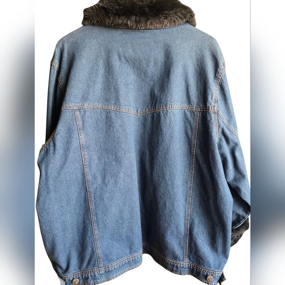 2 Pc Denim Jacket & Removable Faux Fur Liner Vest XL. - Picture 9 of 16